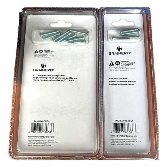 NWT Brainerd 3” Acrylic & Chrome Hexagon Cabinet or Drawer Handles 4 Pieces - Picture 5 of 5